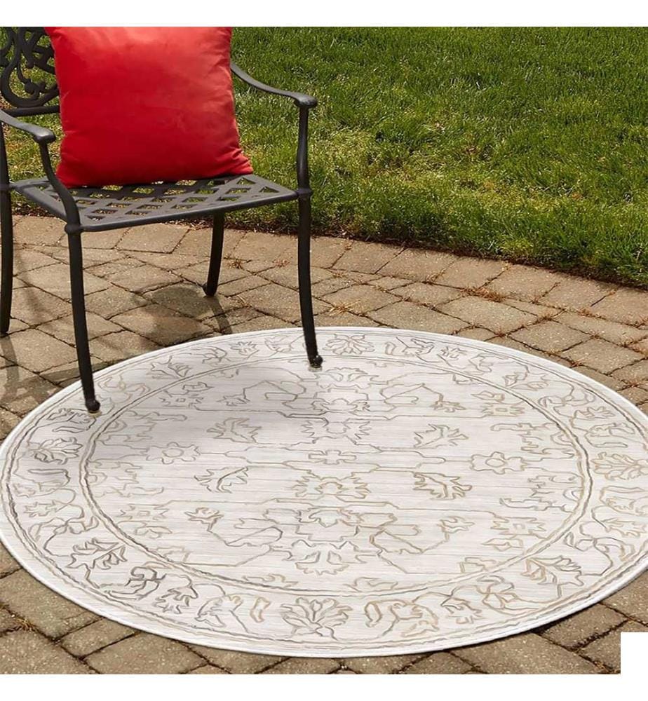 Tapis, crème, 70% coton / 30% chenille, diamètre : 50 cm