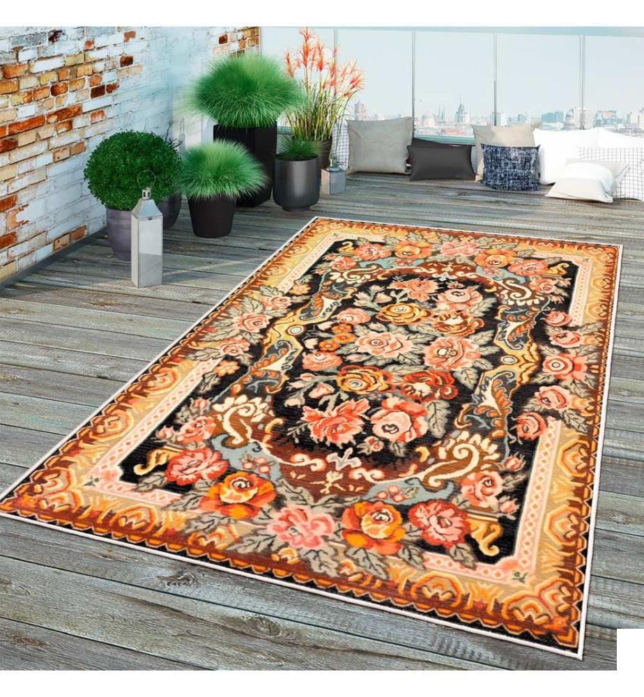 Tapis, orange, 70% coton / 30% chenille, 80 x 50 cm