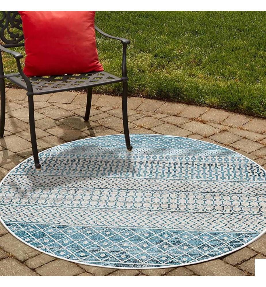 Tapis, bleu, 70% coton / 30% chenille, diamètre : 60 cm