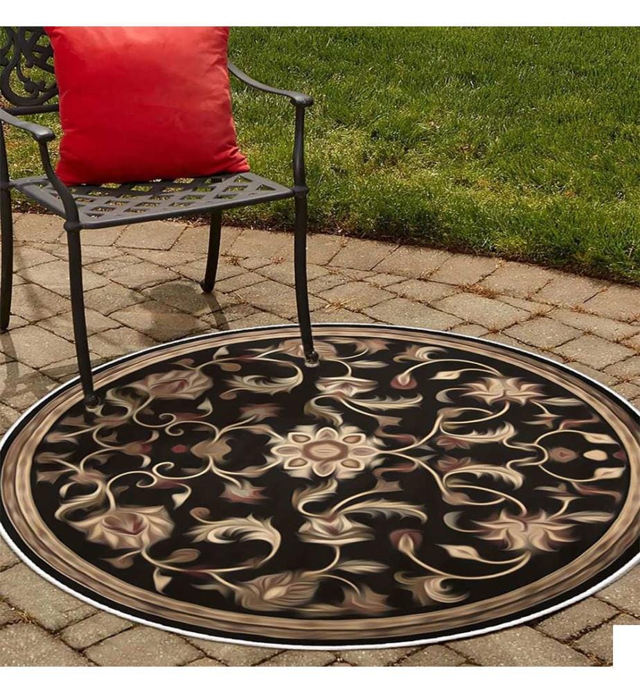 Tapis, marron, 70% coton / 30% chenille, diamètre : 50 cm