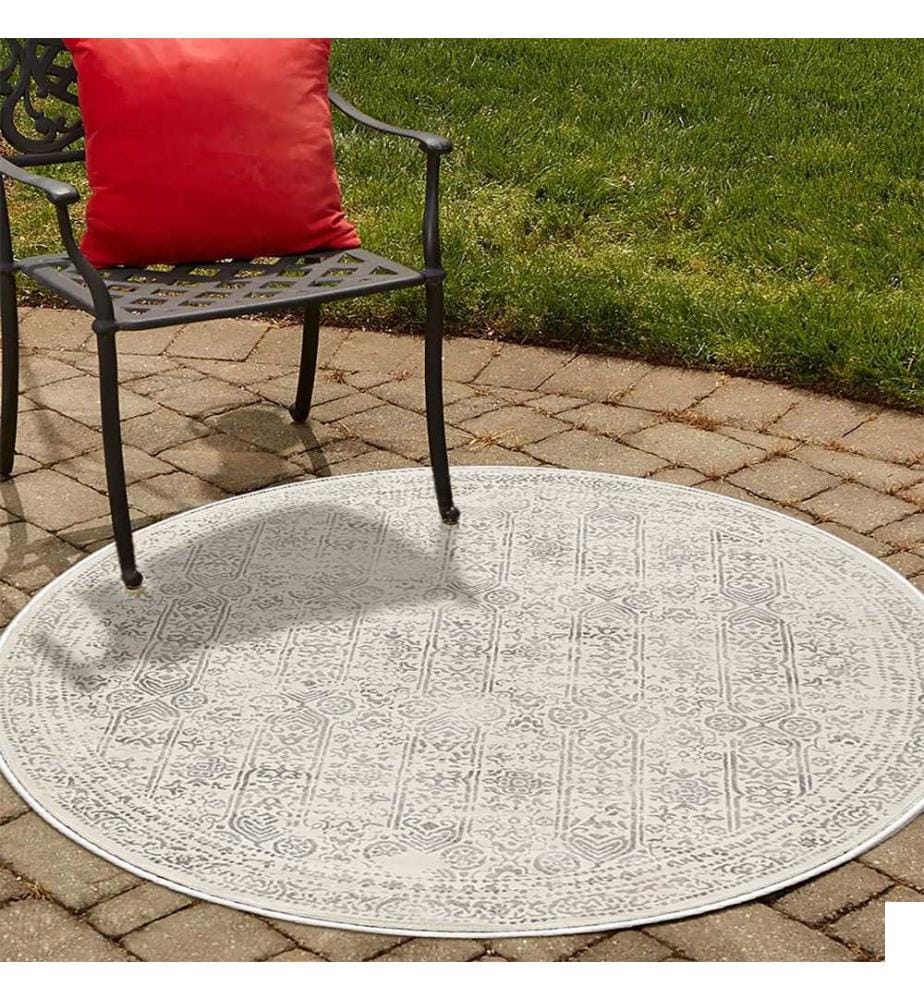 Tapis, gris, 70% coton / 30% chenille, diamètre : 50 cm