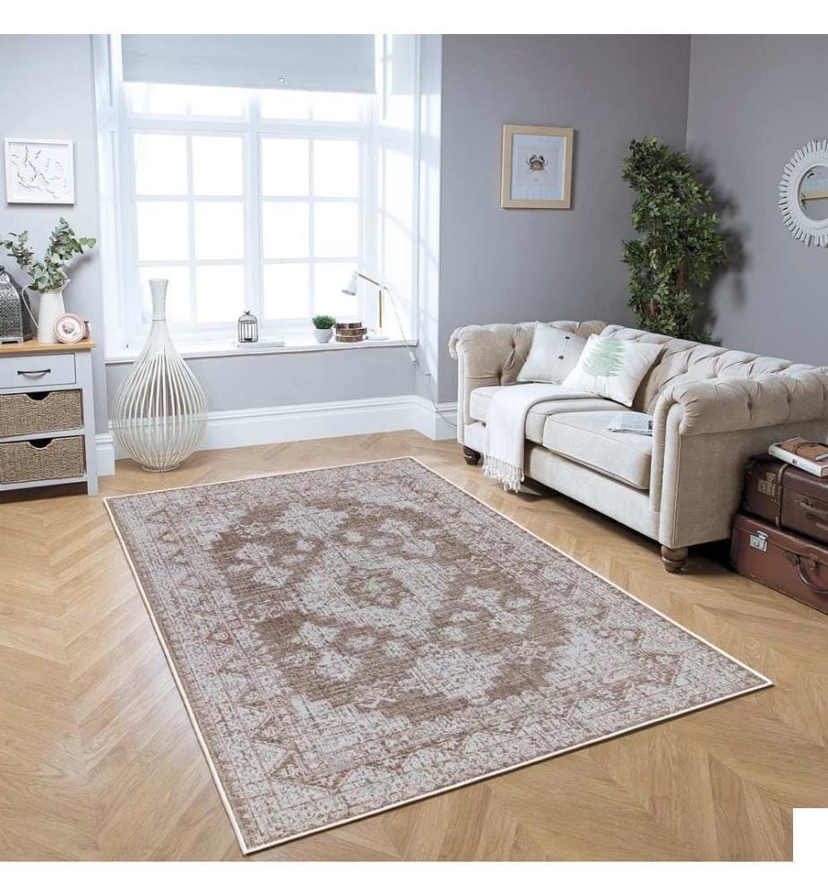 Tapis, marron, 70% coton / 30% chenille, 80 x 50 cm