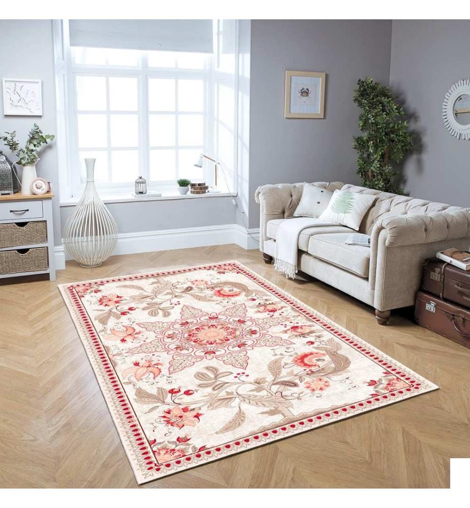 Tapis, rouge, 70% coton / 30% chenille, 80 x 50 cm