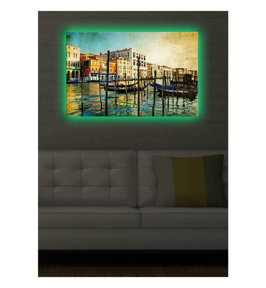 Peinture sur toile décorative éclairée par LED, multicolore, toile en daim