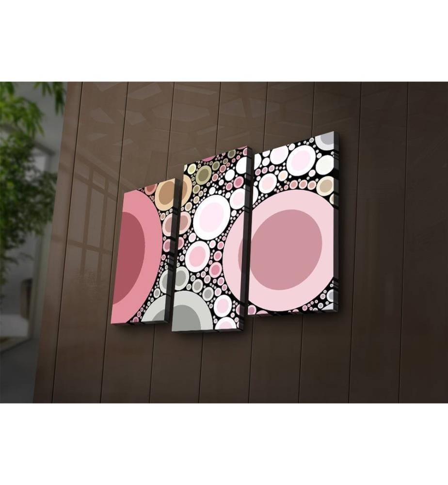 Peinture sur toile décorative éclairée par LED, 3 pièces, multicolore, toile en daim