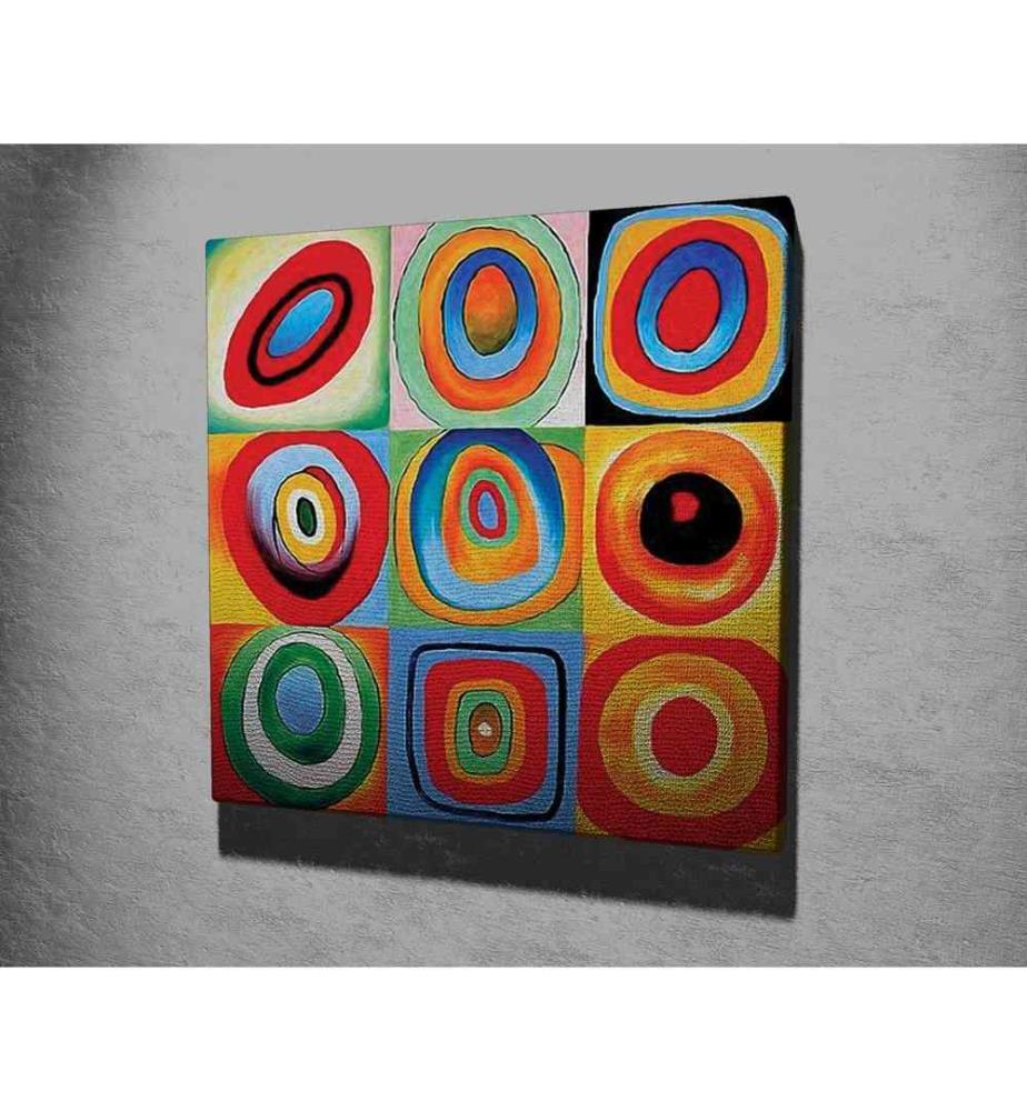 Peinture décorative sur toile, multicolore, toile, cadre en bois