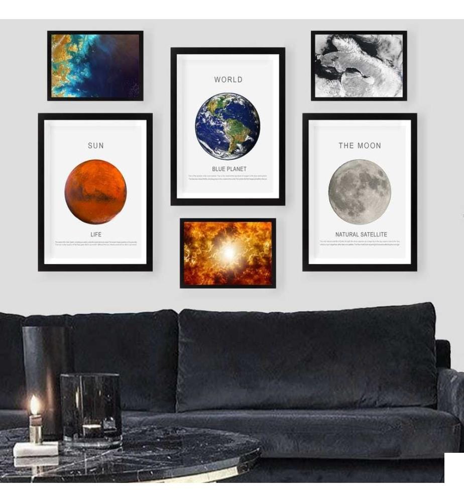 Tableau décoratif encadré, 6 pièces, multicolore, MDF, cadre en plastique