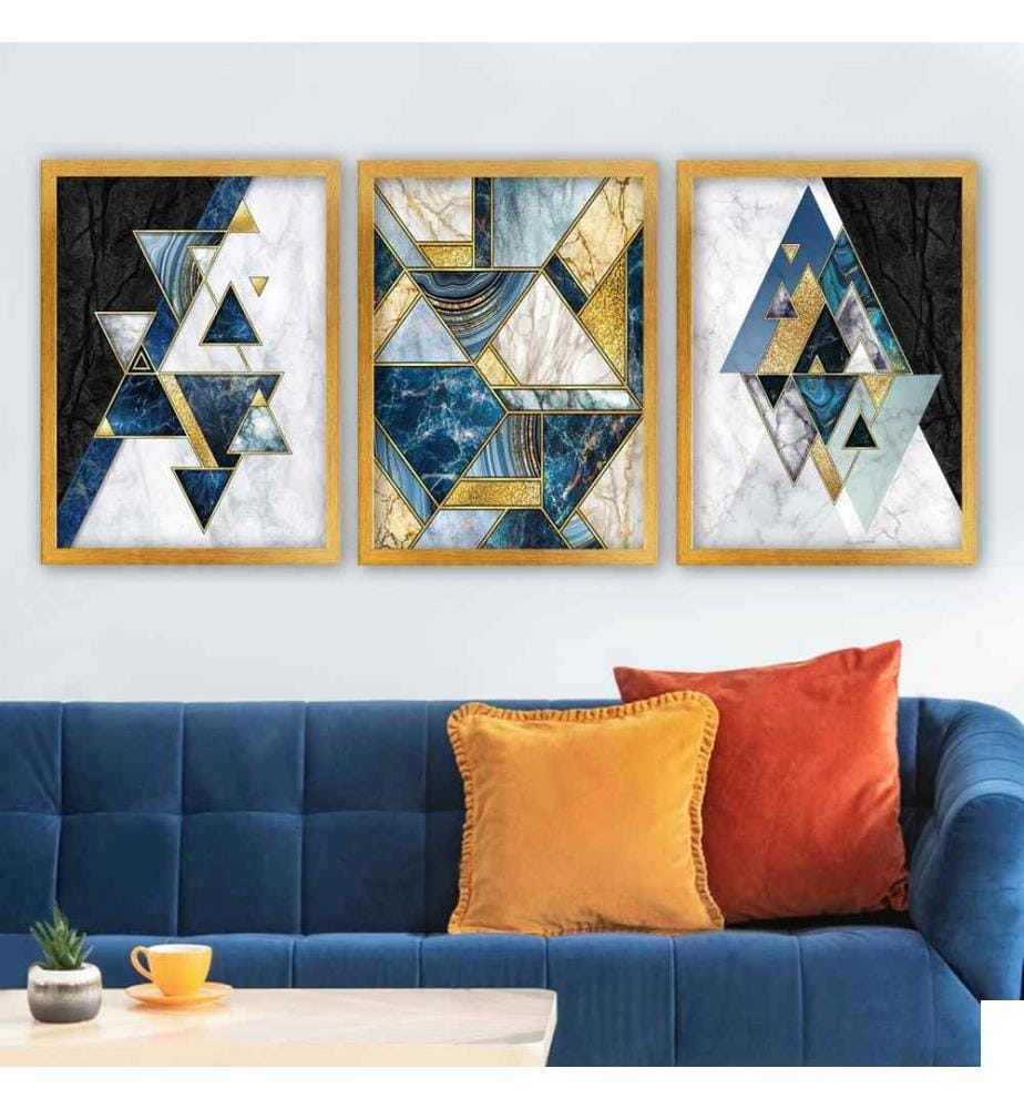 Tableau décoratif encadré, 3 pièces, multicolore, MDF, cadre en plastique