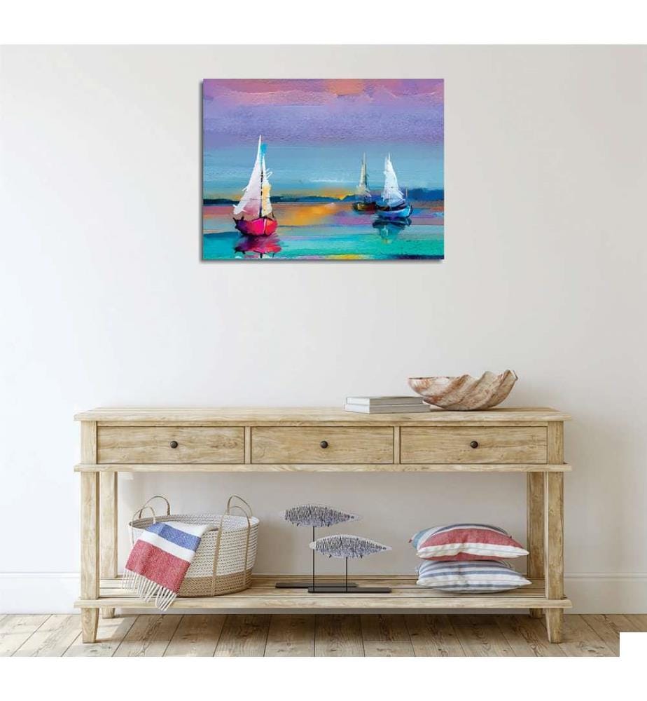 Peinture décorative sur toile, multicolore, 60% coton - 40% polyester, cadre en bois