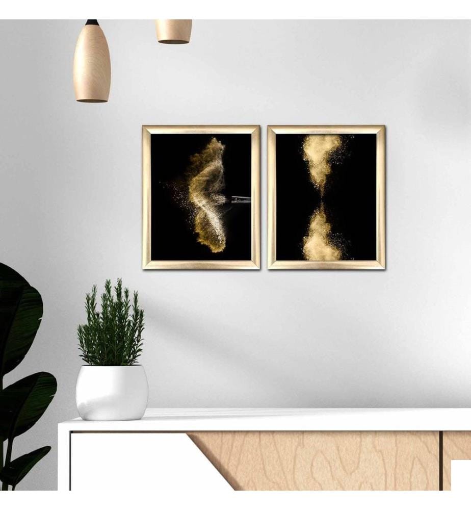 Peinture décorative encadrée MDF, 2 pièces, Multicolore, Peinture MDF, Cadre PVC