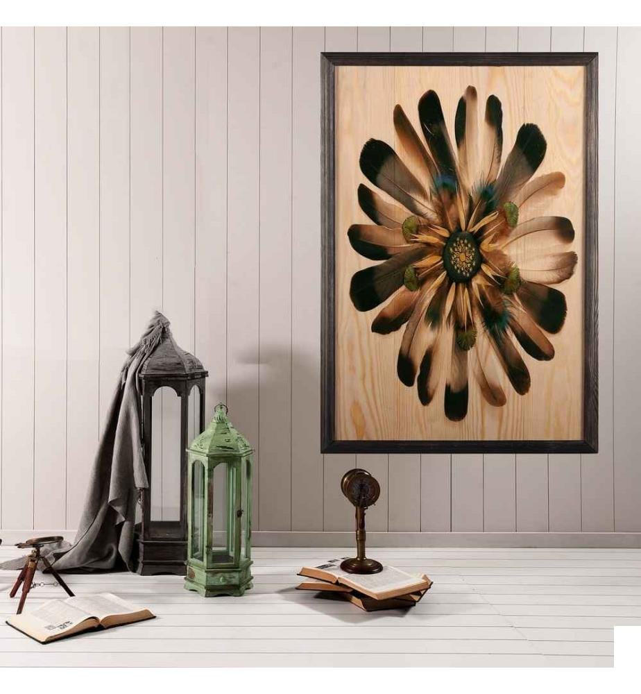Peinture décorative en bois encadrée, multicolore, peinture en bois de pin, cadre en bois