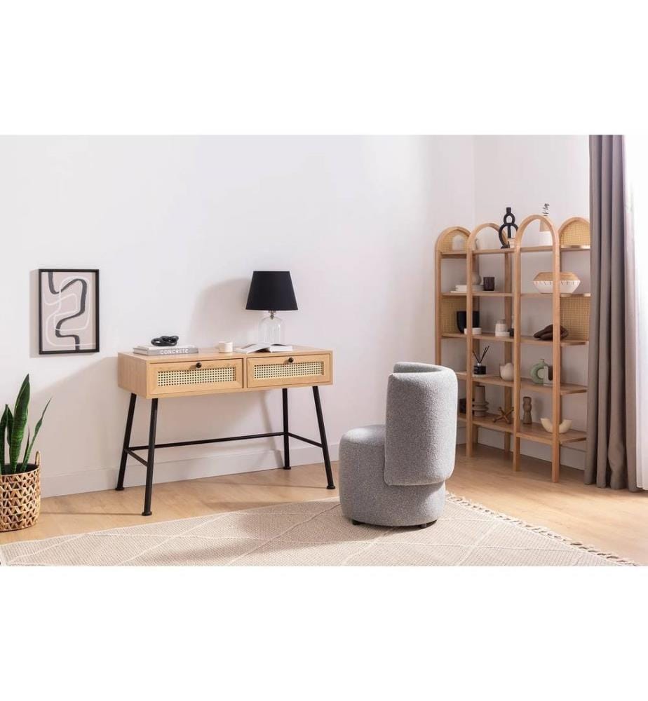 Bureau d'étude, naturel, panneau de particules mélaminé, pieds en bois
