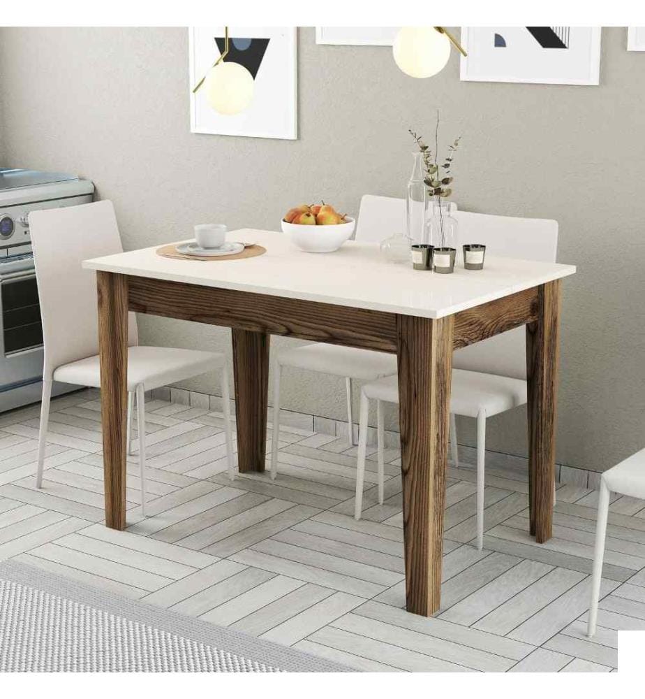 Table de cuisine, noyer, crème, panneau de particules mélaminé