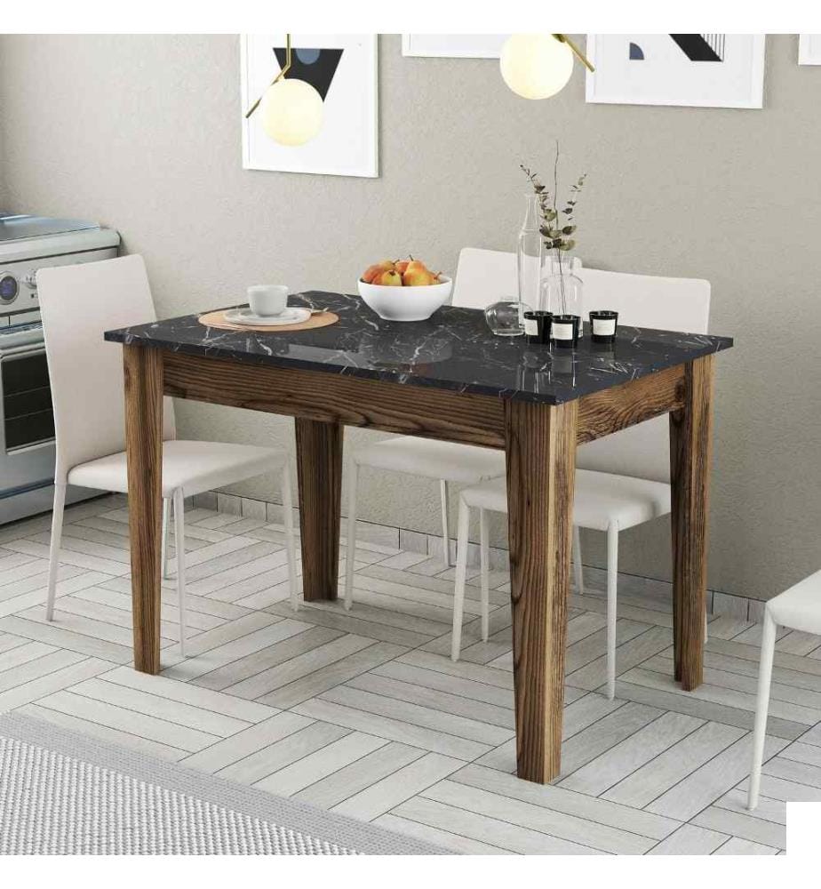 Table de cuisine, noyer, noir, panneau de particules mélaminé