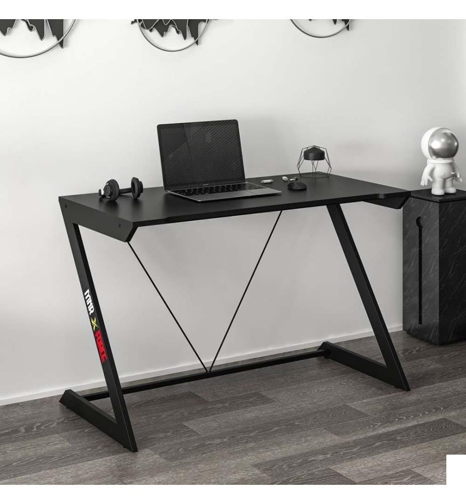 Gaming Desk, noir, panneau de particules mélaminé