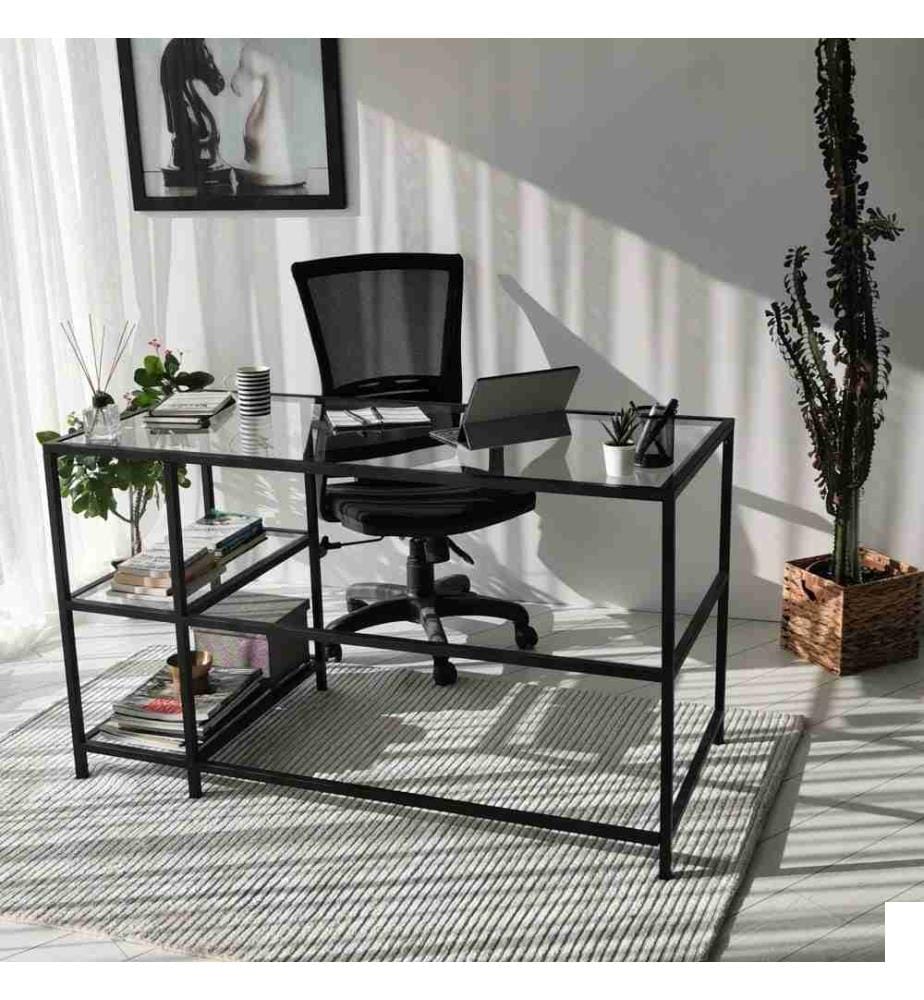 Bureau d'étude, noir, verre trempé