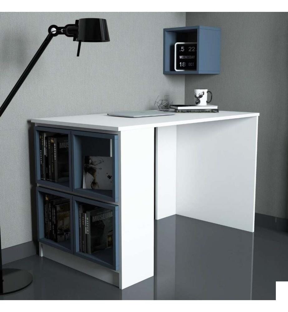 Bureau d'étude, blanc, bleu, panneau de particules mélaminé