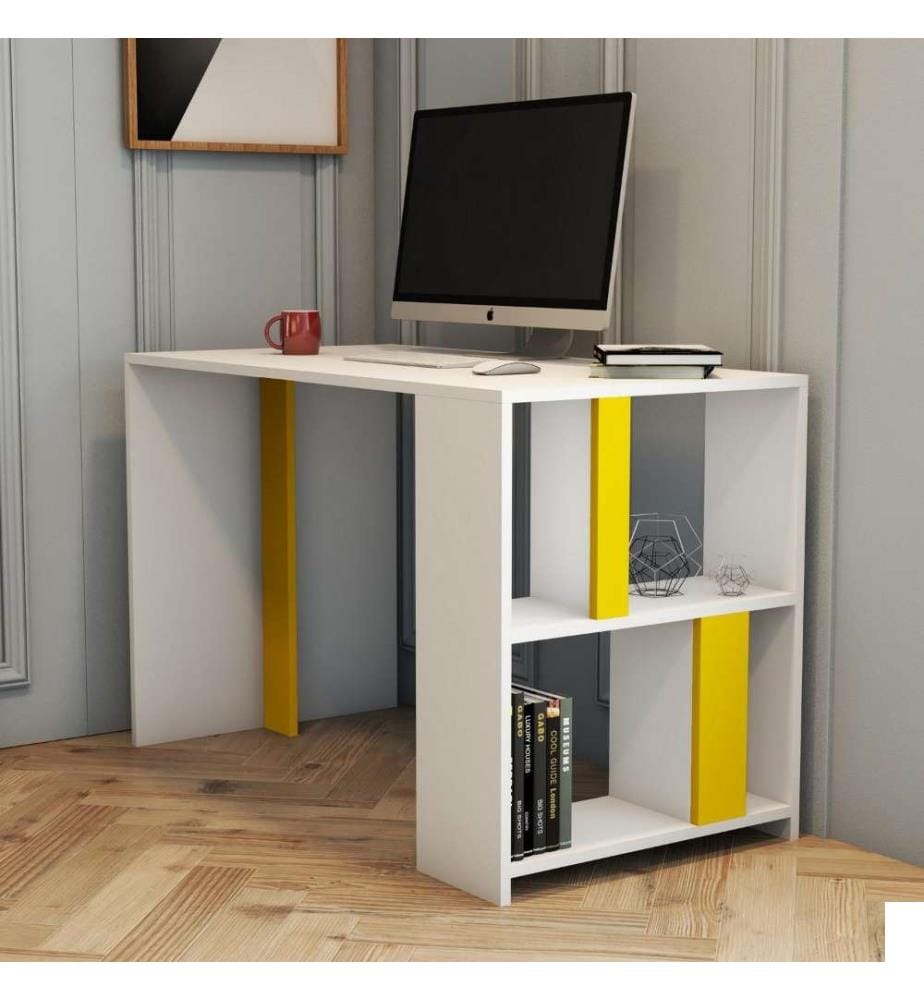 Bureau d'étude, blanc, jaune, panneau de particules mélaminé