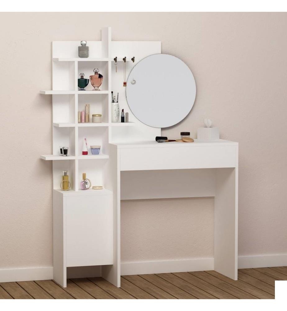 Table de maquillage, blanc, panneau de particules mélaminé