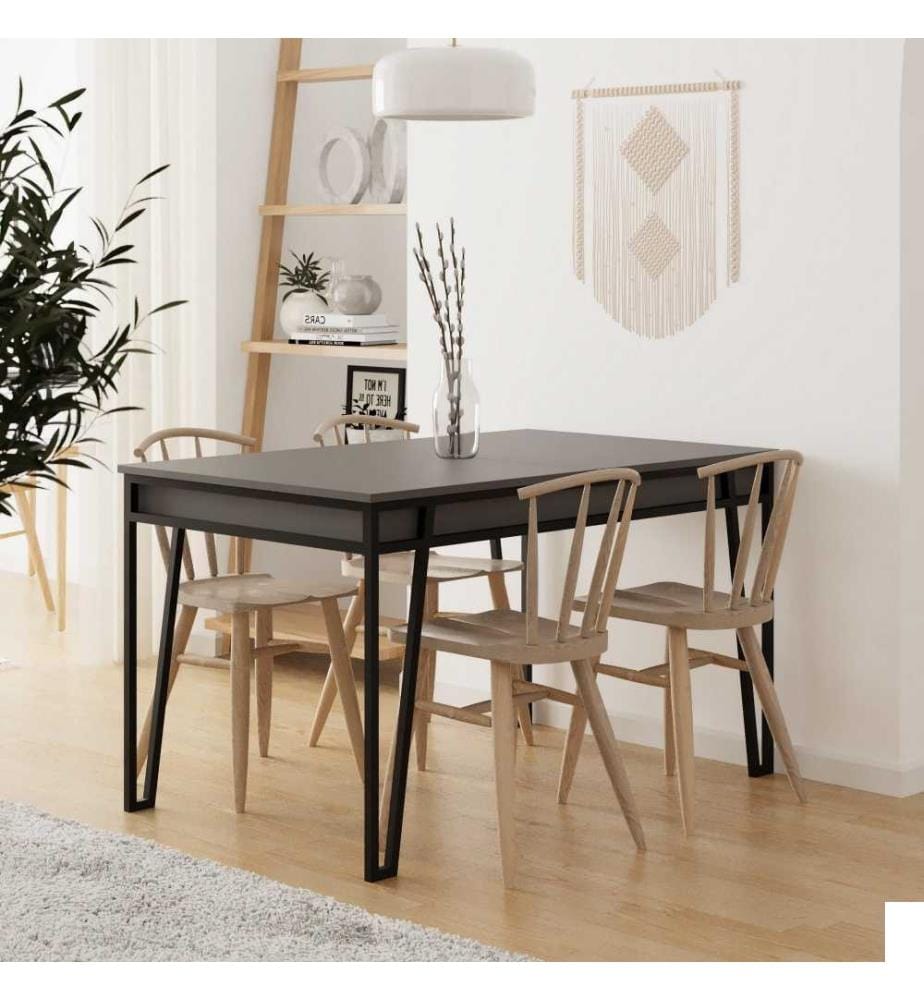 Table de salle à manger, Anthracite, panneau de particules mélaminé