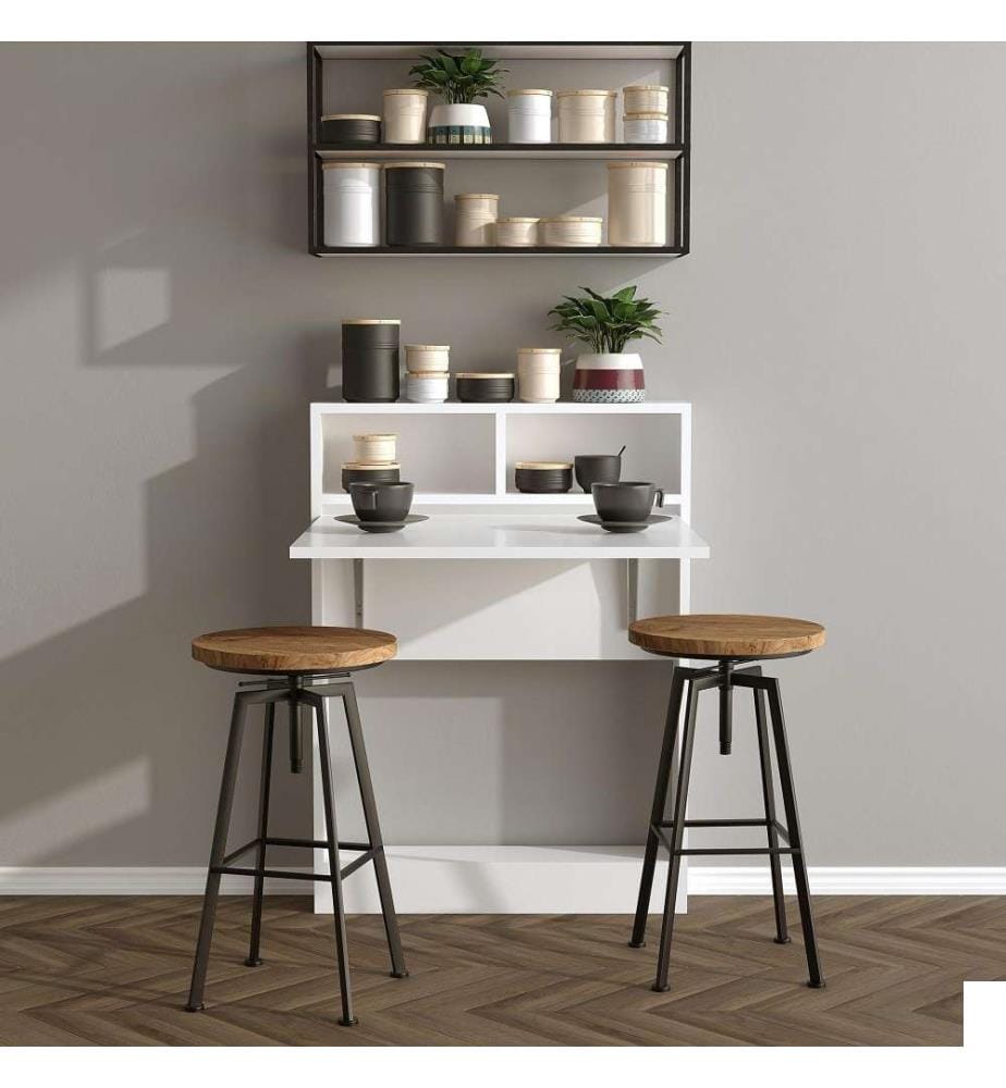 Table pliante, blanc, panneau de particules mélaminé