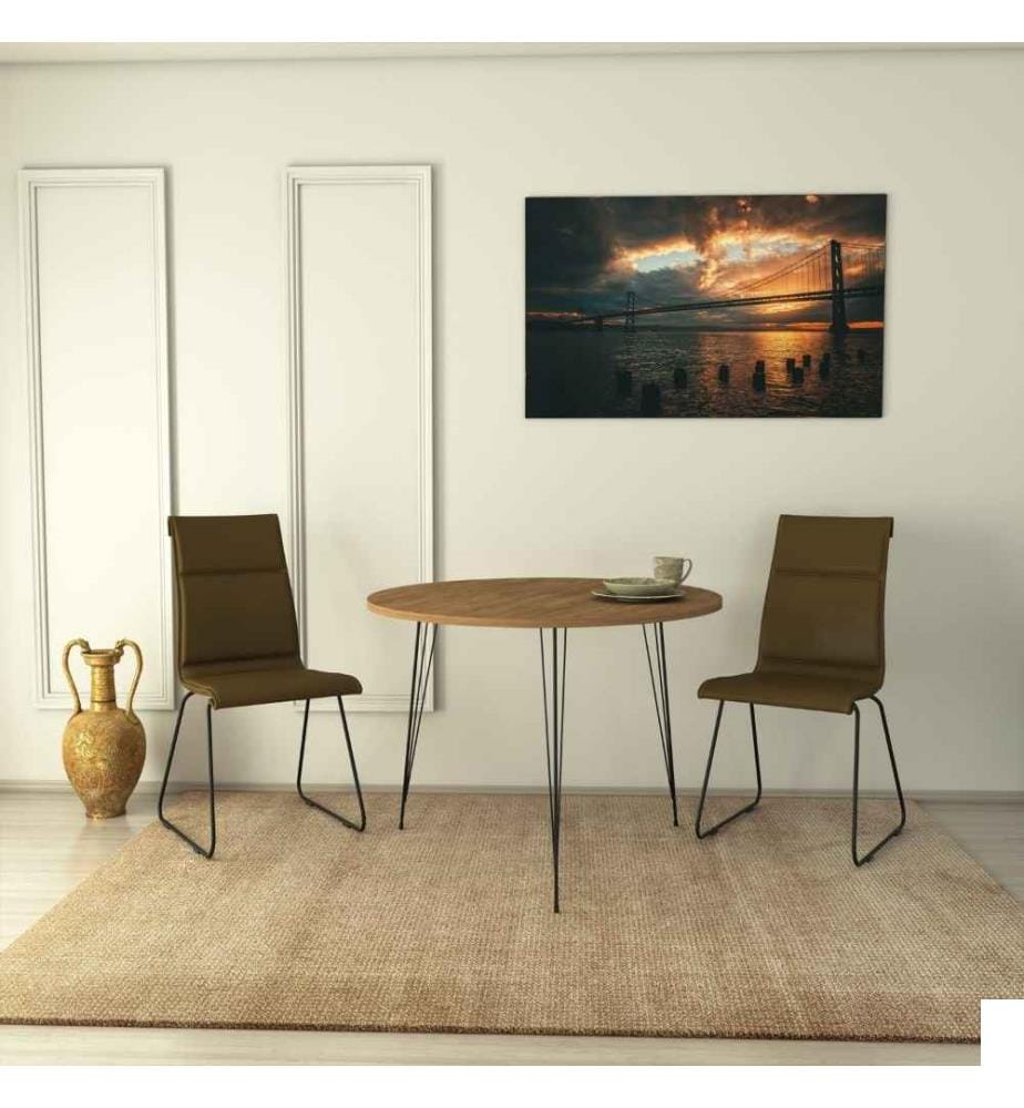 Table, chêne caucasien, panneau de particules mélaminé