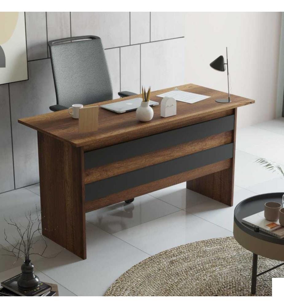 Bureau d'étude, noyer anthracite, panneau de particules mélaminé