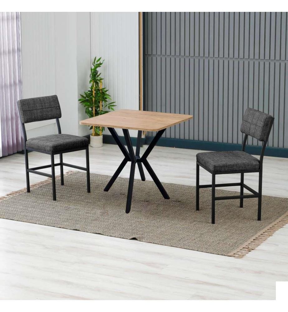 Table de salle à manger extensible avec chaises, 3 pièces, anthracite, noyer, 100 % panneau de particules mélaminé