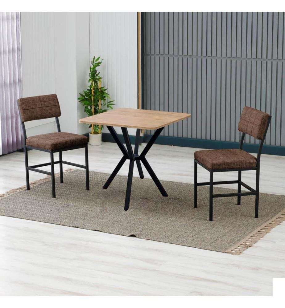 Table de salle à manger extensible avec chaises, 3 pièces, marron, noyer, 100 % panneau de particules mélaminé