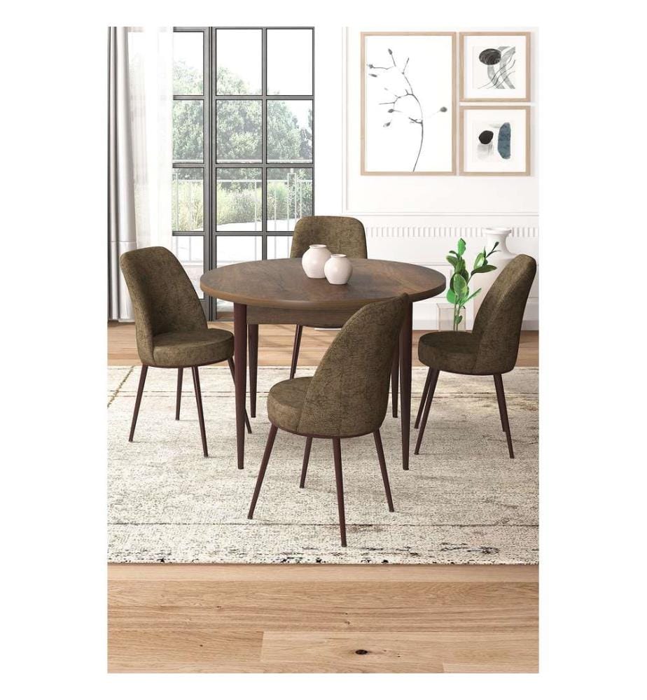Ensemble de salle à manger avec table et chaises, 5 pièces, baroque, marron, 100 % panneau de particules mélaminé