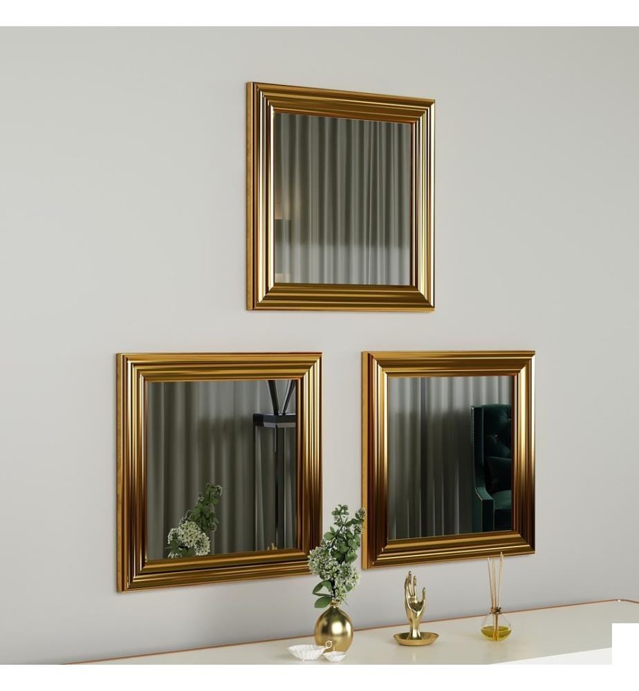 Spiegel Set, 3 Pièces, Or, MDF