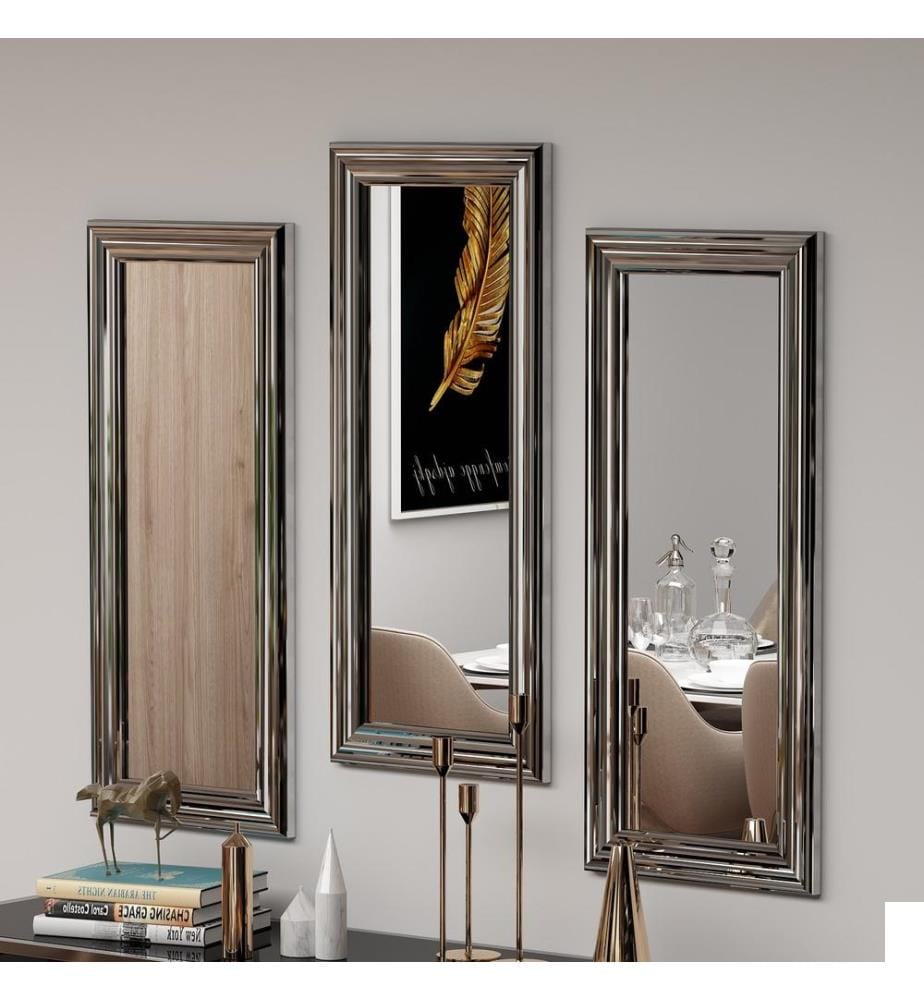 Spiegel Set, 3 Pièces, Argent, MDF