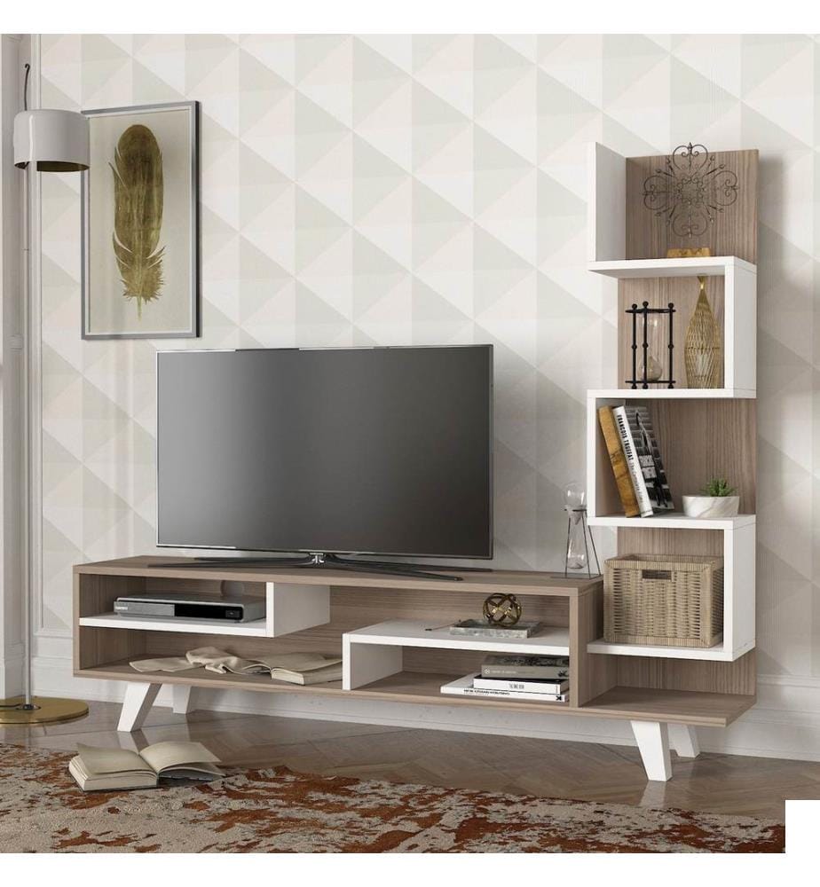 Blanc, Armoires Tv, 38,6X120X22 cm, Plaque De Particules À Revêtement En Mélamine