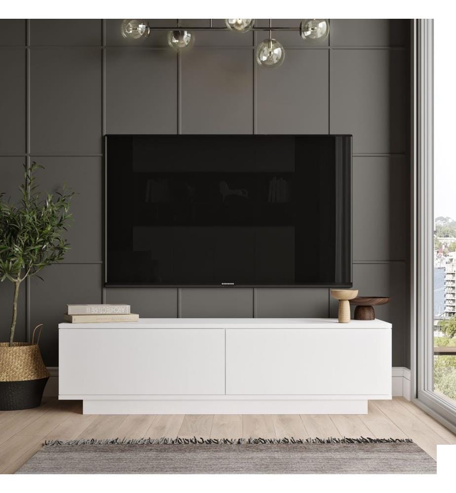 Support De Télévision, Blanc, Plaque De Particules Recouvertes De Mélamine
