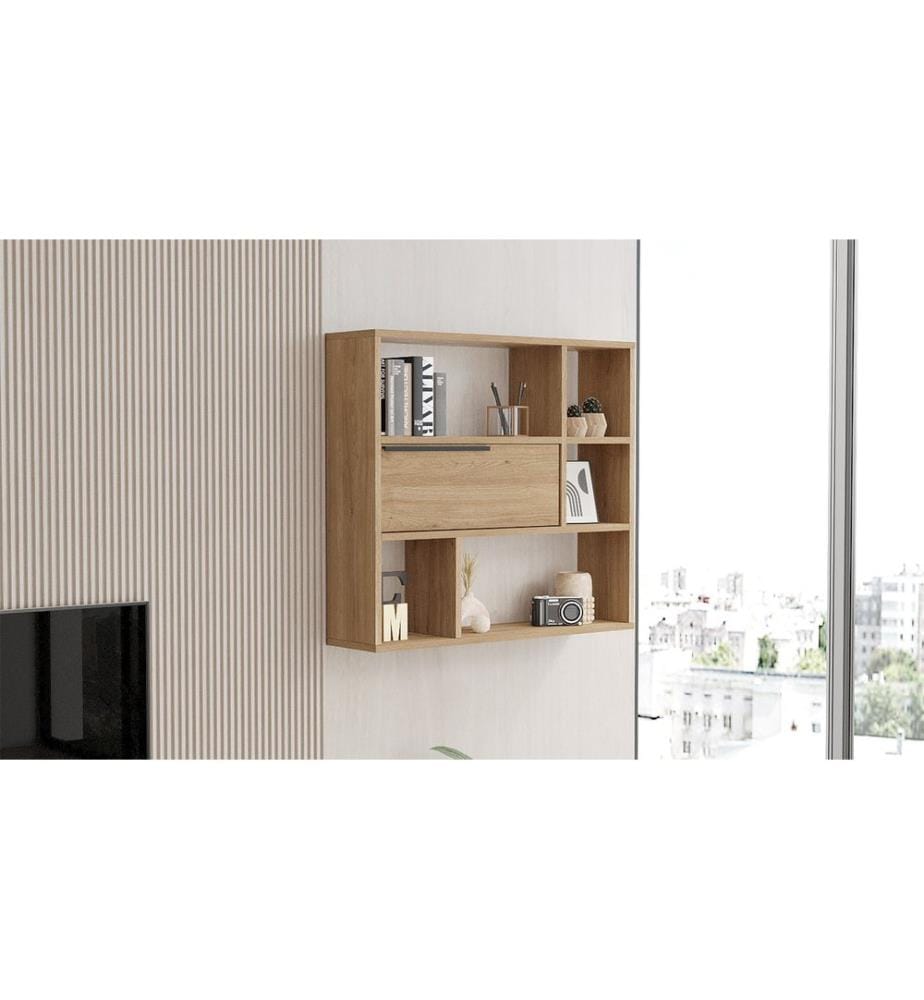 Etagère murale, Noyer, Panneau de particules mélaminé
