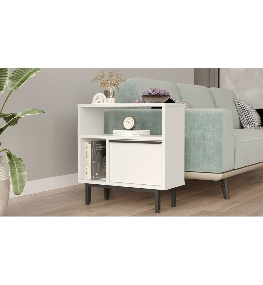 Table d'appoint, Blanc, Panneau de particules mélaminé
