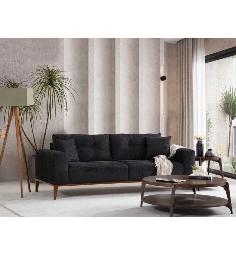 Canapé-lit 3 places, Anthracite, Cadre : Bois de hêtre - panneau de particules, tissu : 100% polyester