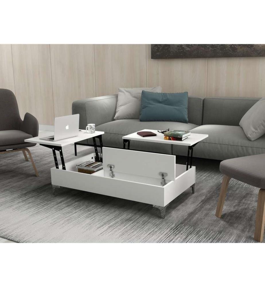 Table basse, blanc, panneau de particules mélaminé