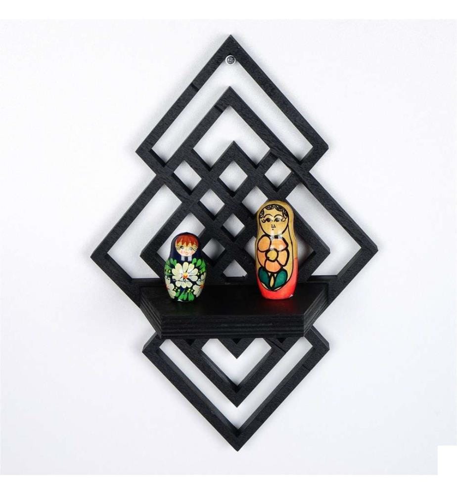 Etagère murale décorative en bois, noir, bois massif