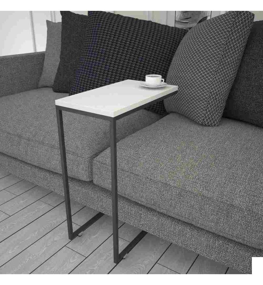 Table d'appoint, blanc, panneau de particules mélaminé