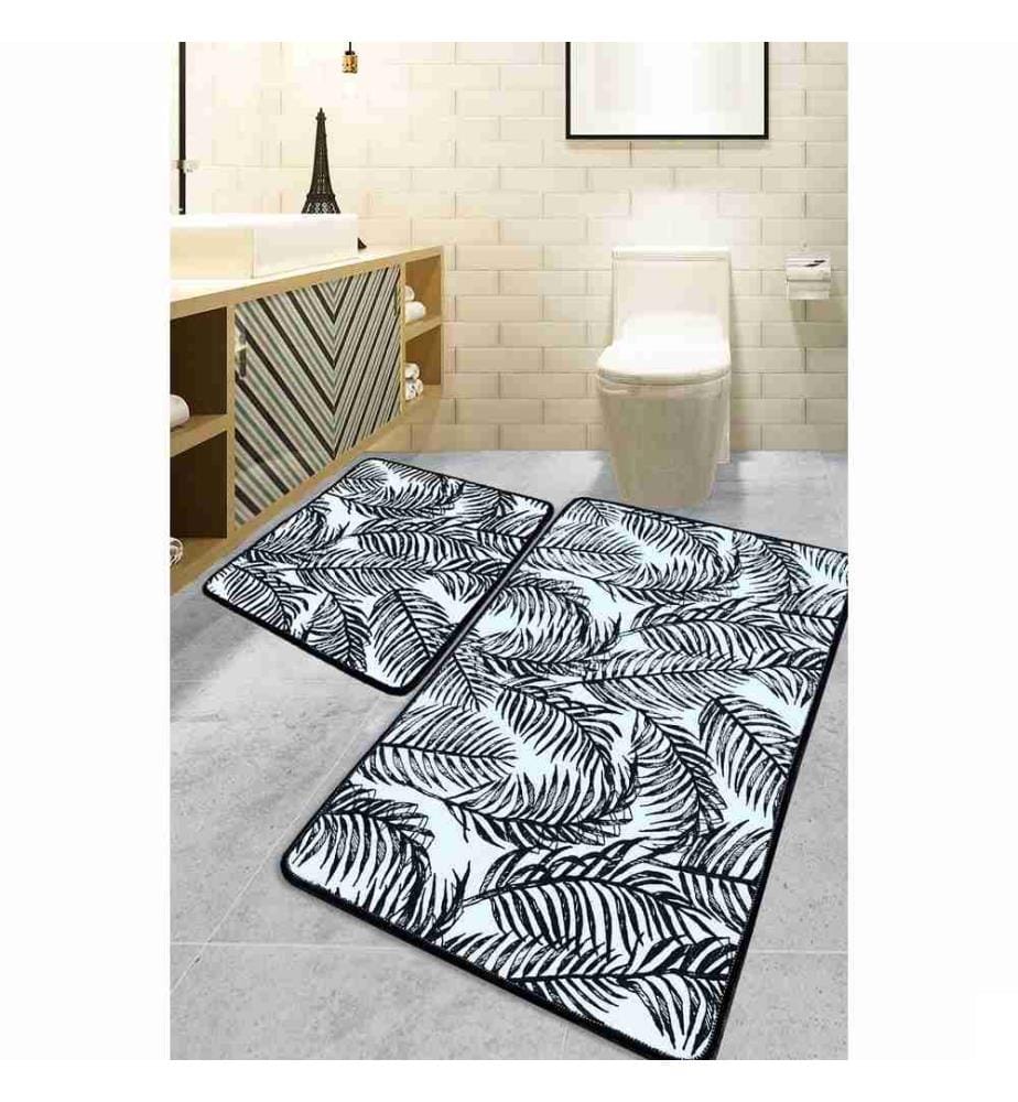 Set de tapis de bain, 2 pièces, Multicolore, 100% Polyester