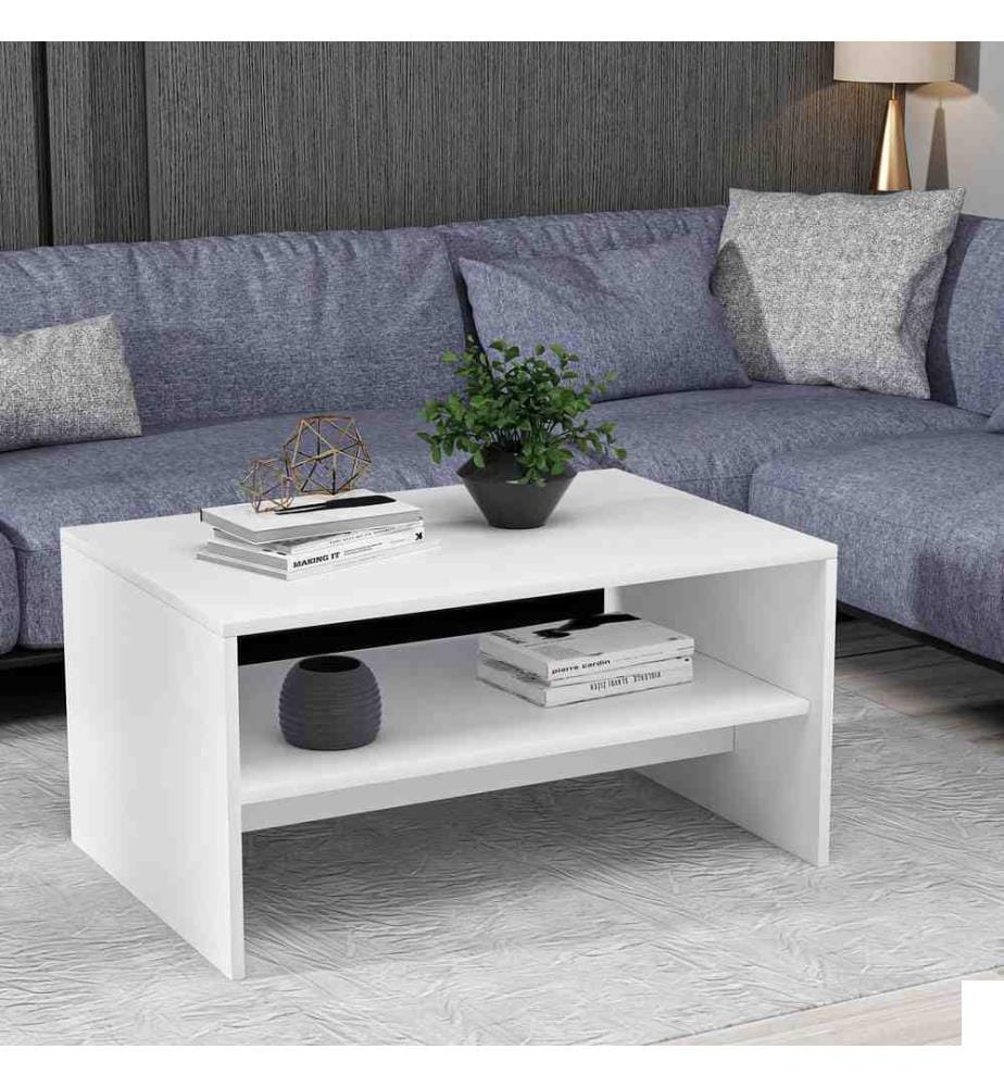 Table basse, blanc, panneau de particules mélaminé