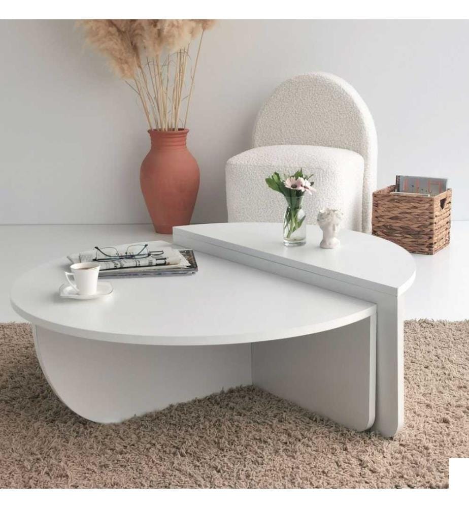 Table basse, blanc, panneau de particules mélaminé