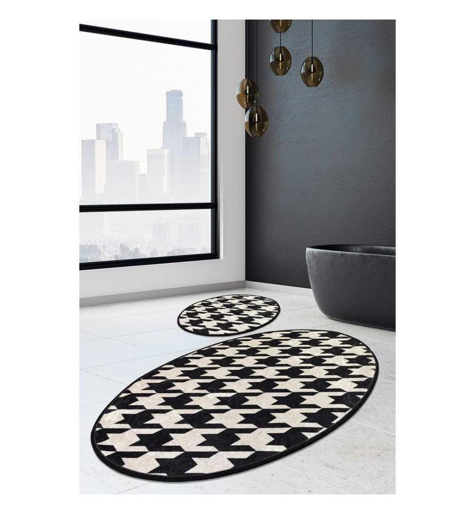 Set de tapis de bain, 2 pièces, Multicolore, 100% Polyester