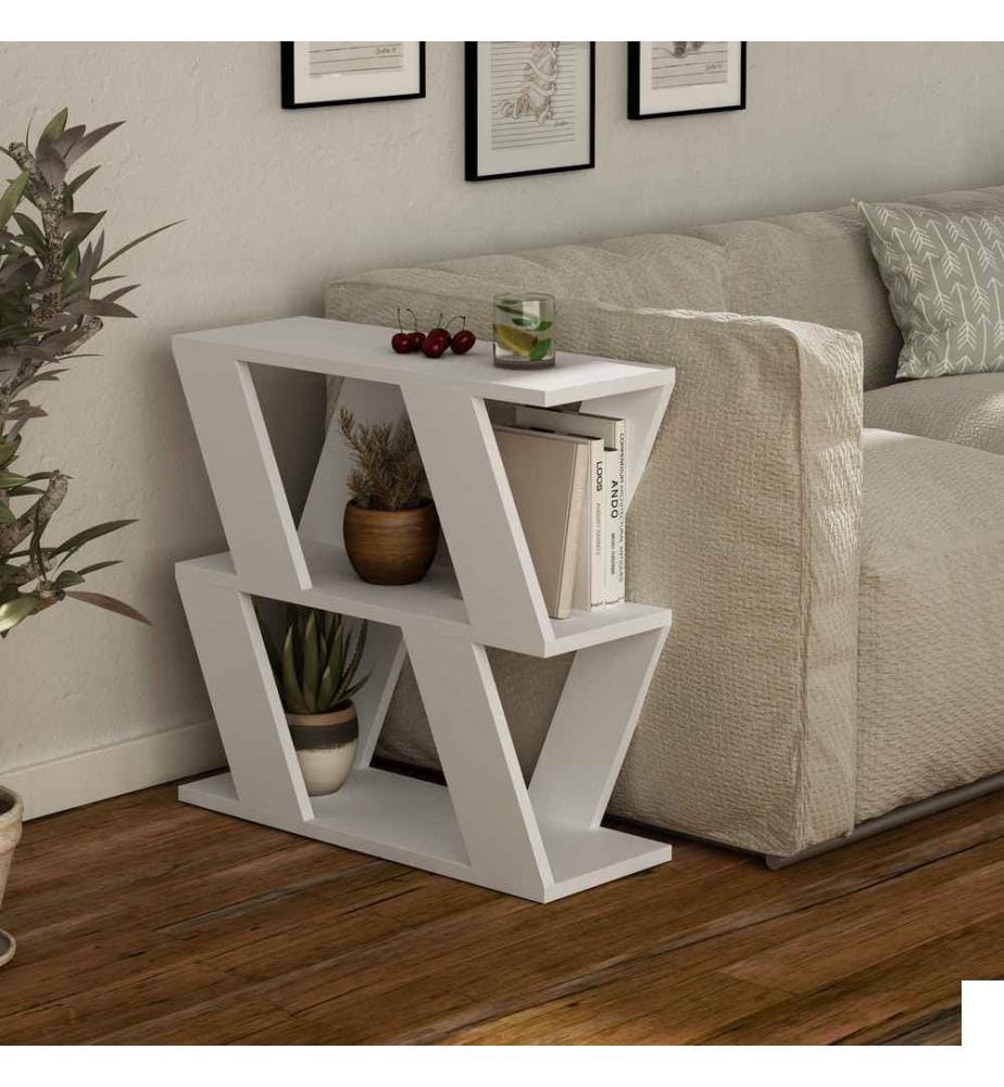 Table d'appoint, blanc, panneau de particules mélaminé