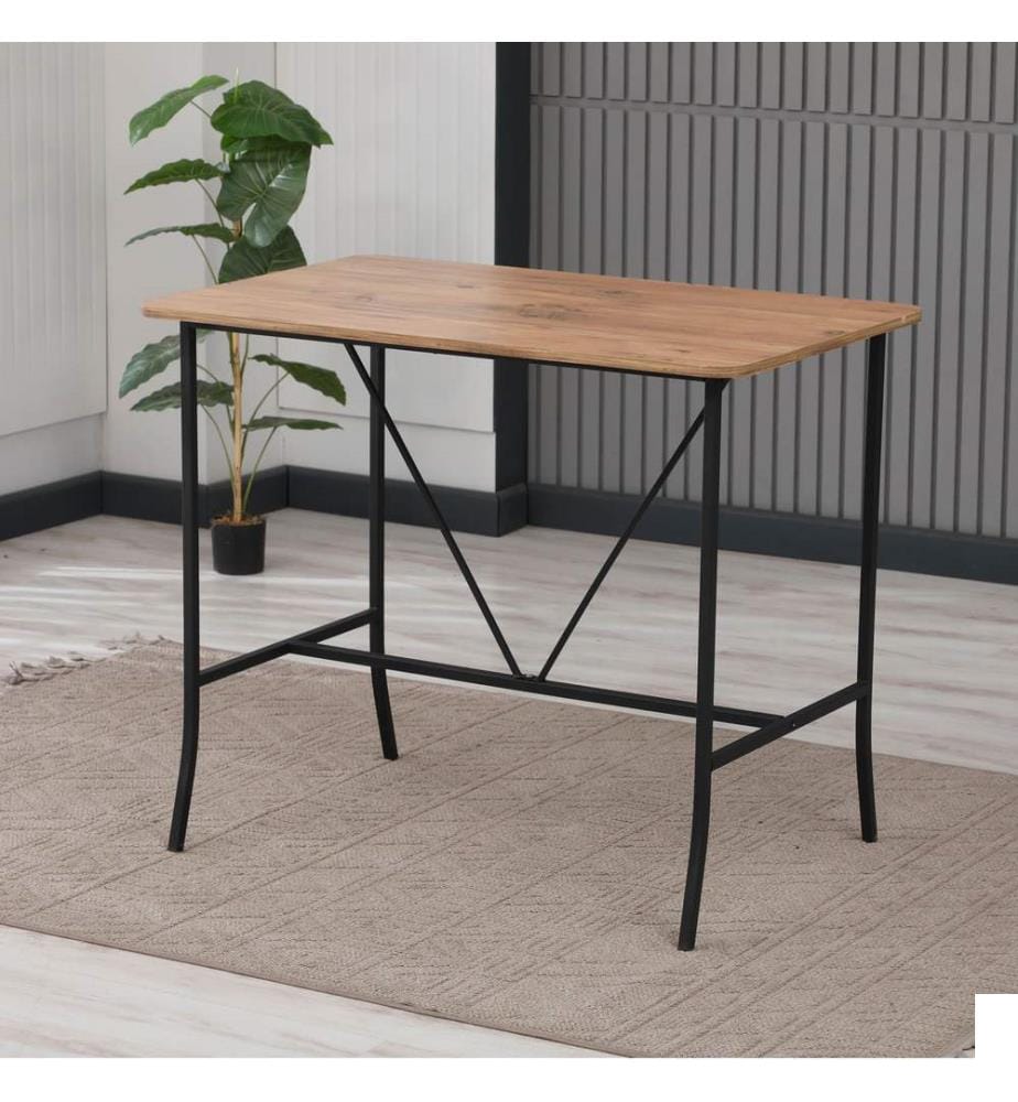 Table de bar, noyer, 100 % panneau de particules mélaminé
