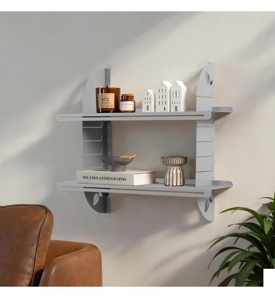 Étagère murale décorative en métal, gris, cadre : 100 % métal