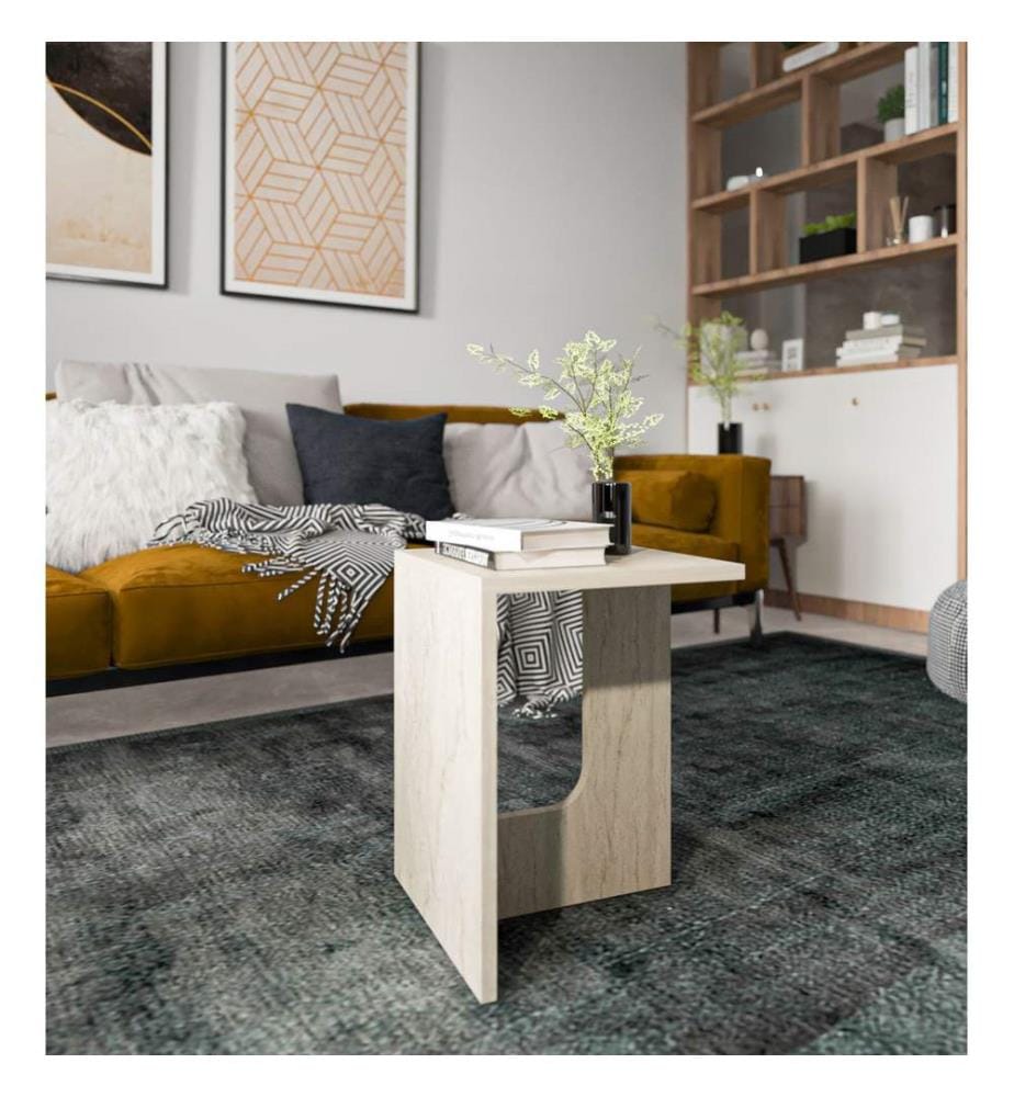 Table d'appoint, travertin, 100 % panneau de particules mélaminé