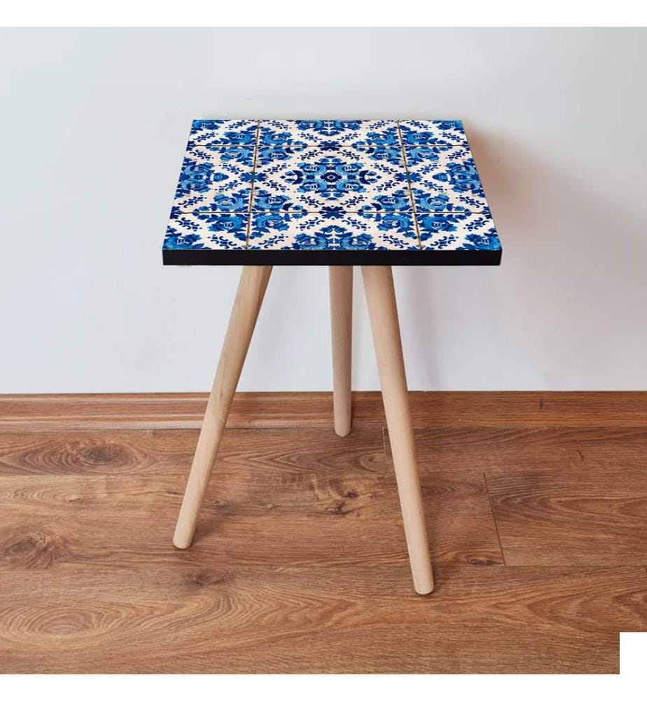Table d'appoint, bleu, bleu marine, blanc, 100 % MDF