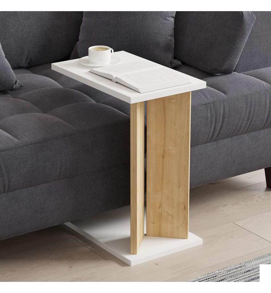 Table d'appoint, chêne saphir, blanc, 100 % panneau de particules mélaminé